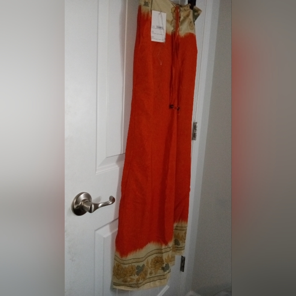 Cream and Orange Wide Leg with Flowing Silhouette